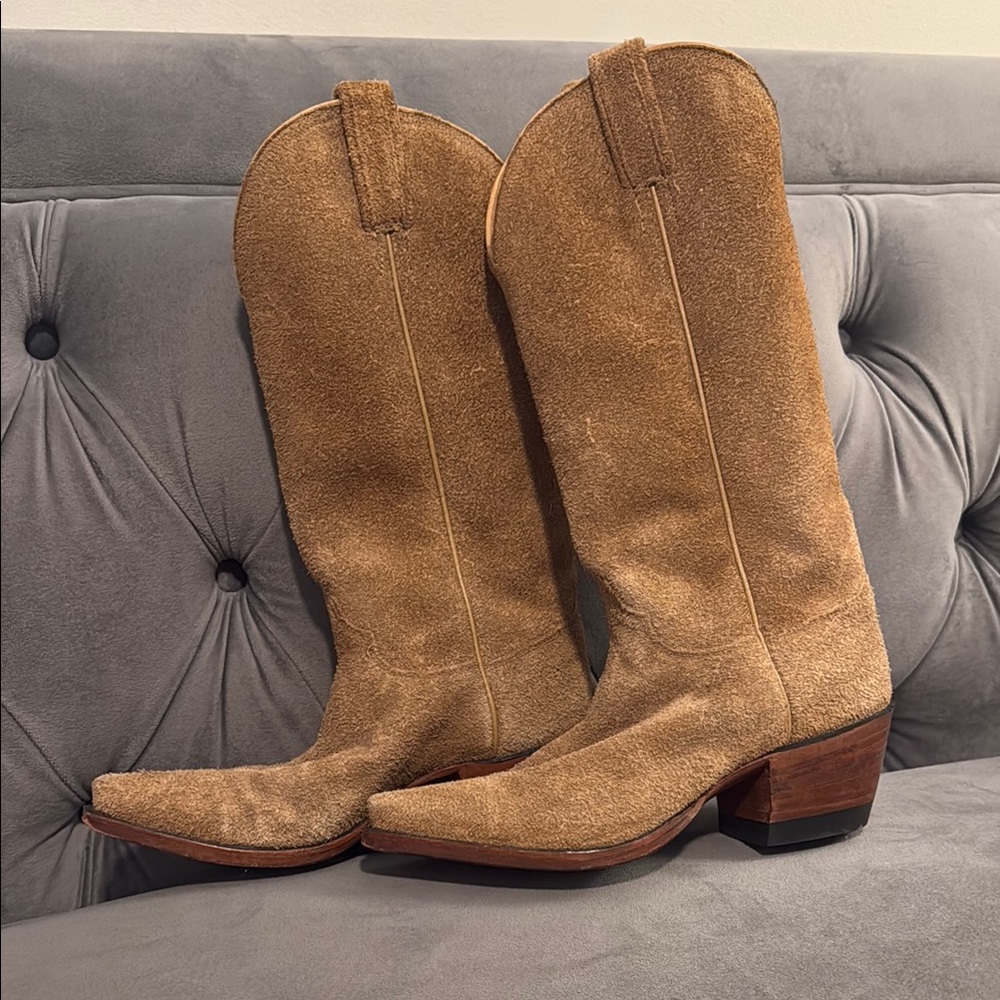 Custom Murga Tan Suede Cowboy Boots